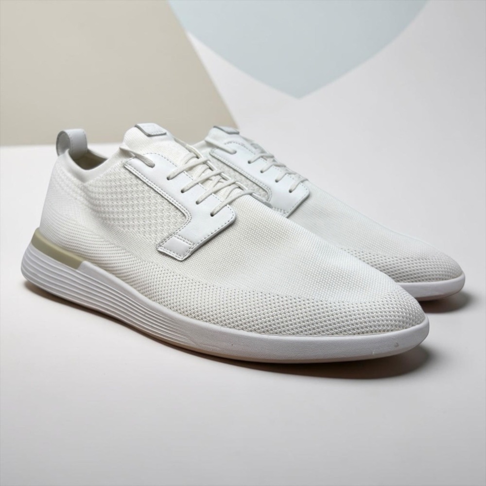 Wolf & Shepherd SwiftKnit Derby Mens 15 White Knit Leather Trim Hybrid Sneakers